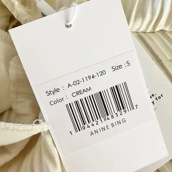 Anine Bing Kira Buttercream Padded Shoulder Accordion Pleated Shift Dress Small